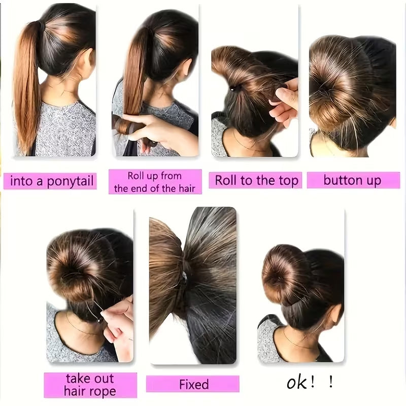 3Piece Donut Bun Maker Set, 3-Color Hair Bun Shapers For Curly Hair Updo