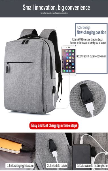 Student Backpack, Computer Waterproof Backpack with USB Charging