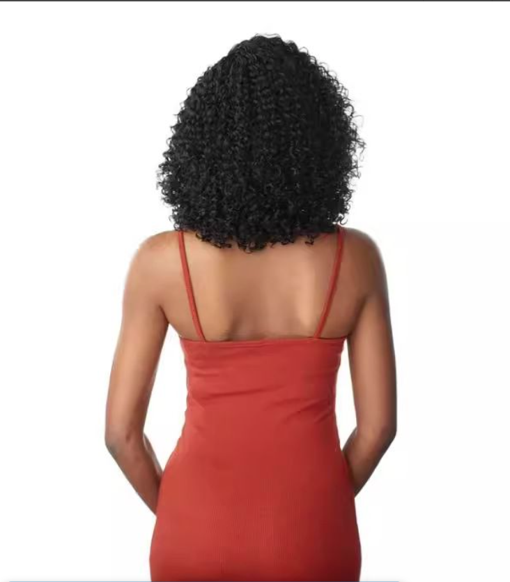 Afro Kinky Curly Middle Part Synthetic Short Curly Wig For Black Woman 14"