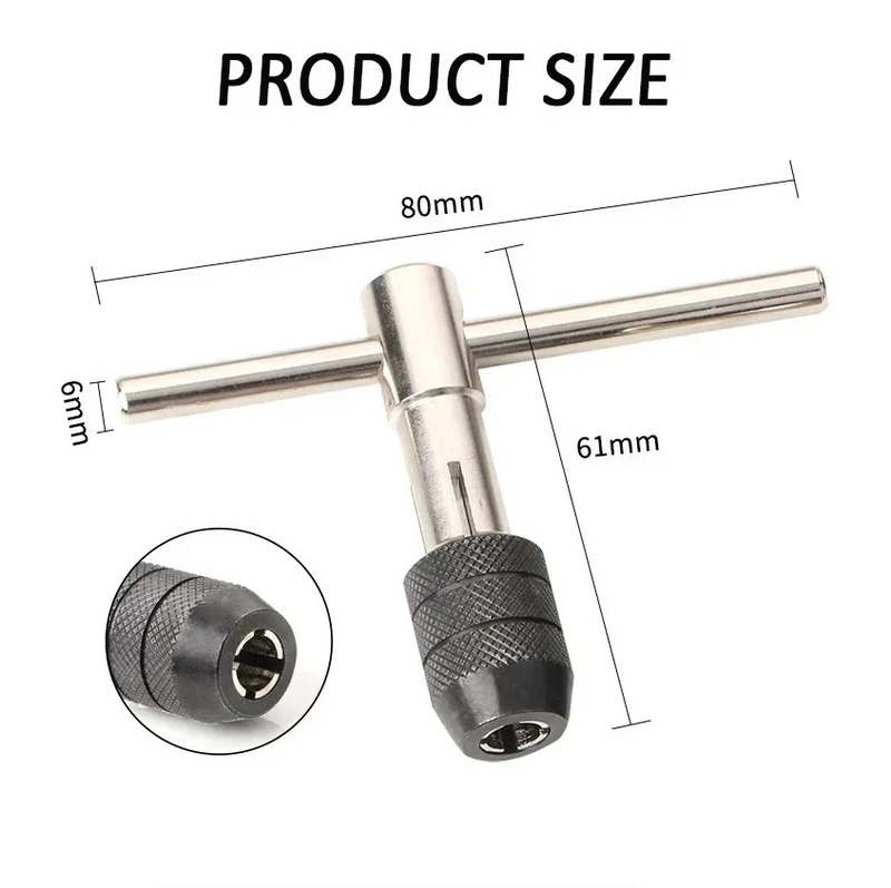 Professional Hand Tapping Tools T-Handle Wrench Set Ratchet Tap Holder