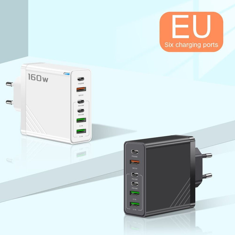 6 Ports Phone Charger Adapter Plug USB A+C with LED Multi Ports