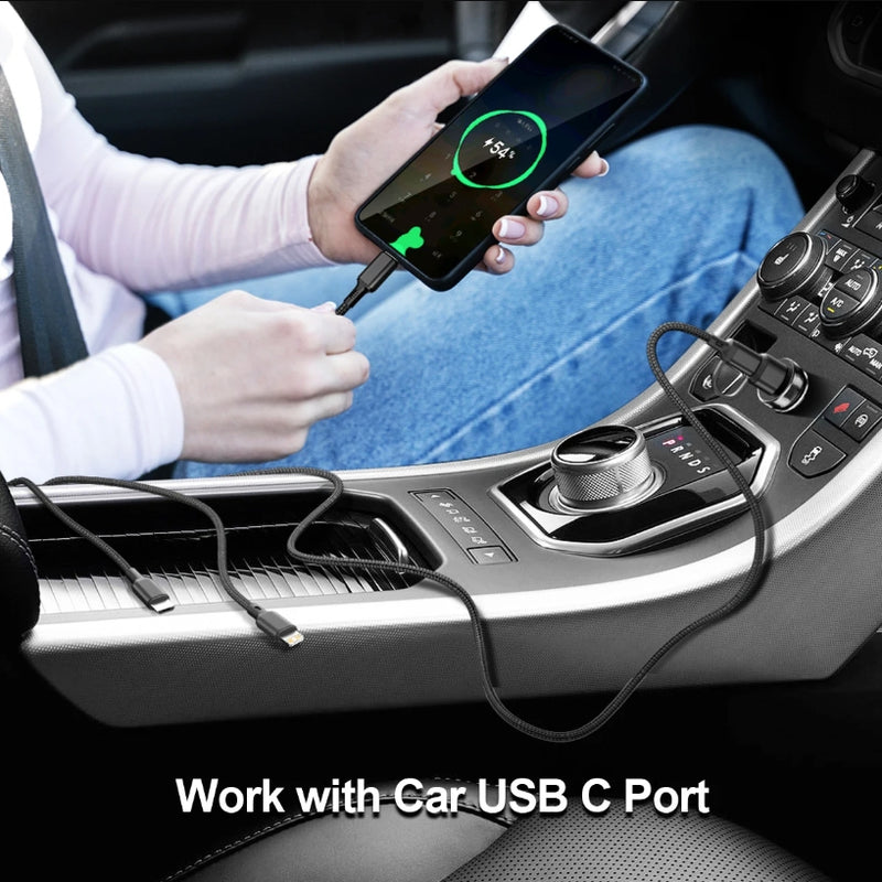 100W 5 in 1 USB Type C to Type C/Lighting/Micro Fast Charge Data Cable