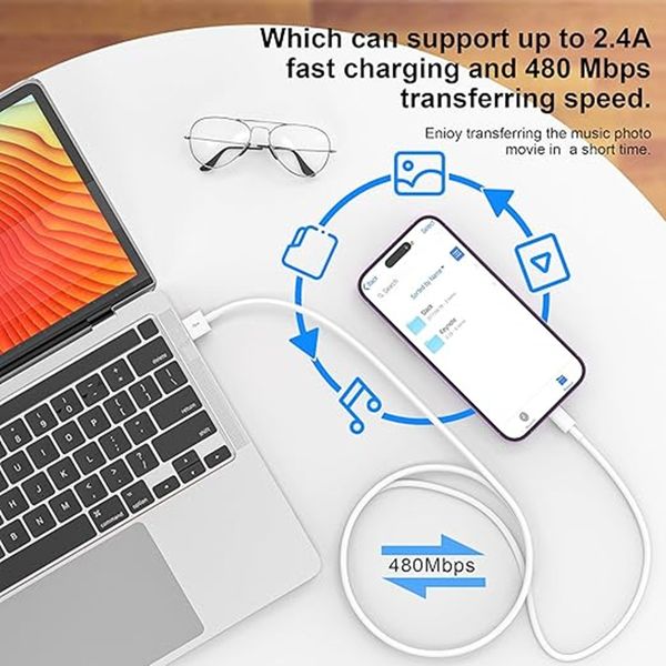 Lightning to USB Cable Charging Cable Compatible with iPhone and iPad