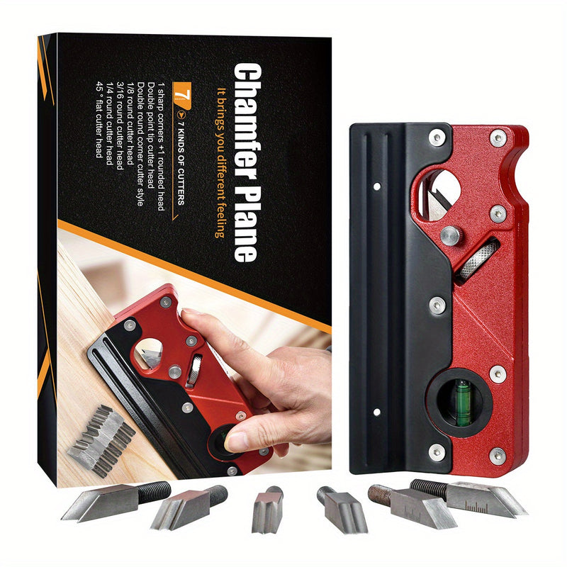7-in-1 Multifunctional Woodworking Chamfer Plane with Bubble Level