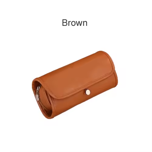 Gaohe New Product Fashion High-Value Open Leather Makeup Brush Storage Bag Multi-Functional Foldable Portable Professional