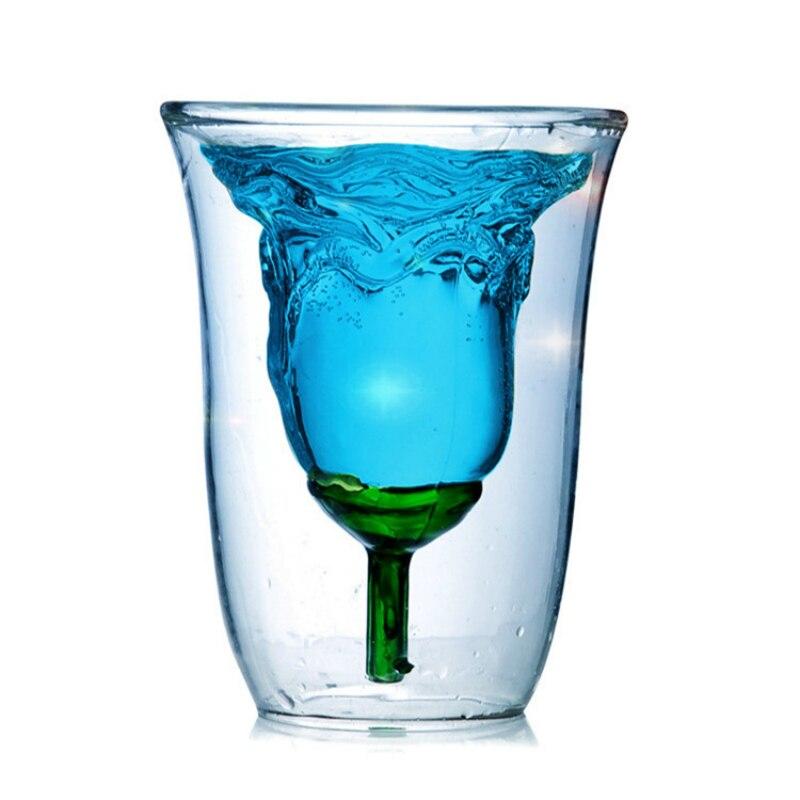 Rose Shape Double Wall Wine Glass Cocktail