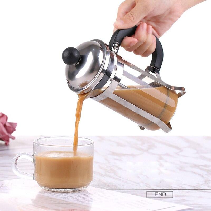 Stainless steel glass 350ml french filter coffee pot tea pot coffee po