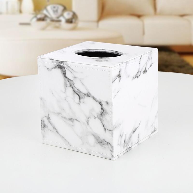 PU Leather Towel Box Marble Cube Toilet Paper Handle Towel Dispenser