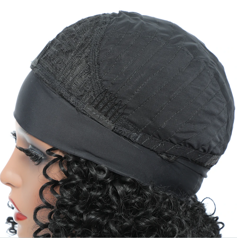 Short Deep Water Curly Headband Wigs Glueless Afro Kinky Deep Curly Wigs