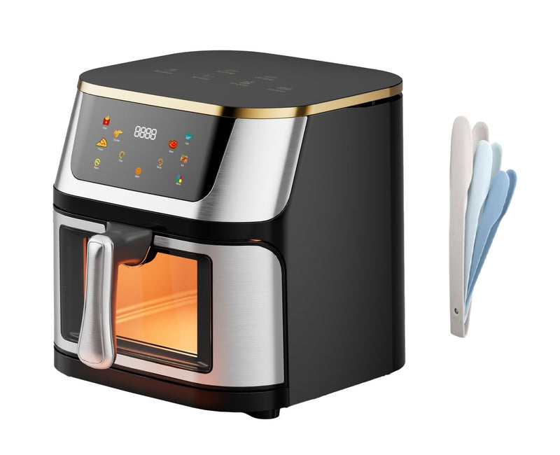 Visible Window Stainless Steel Air Fryer-12L Including a Nesting Tongs Set
