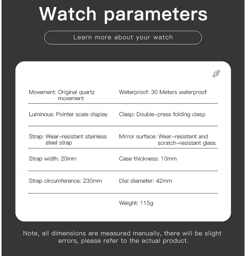 Men's steel strap quartz watch dual calendar waterproof night light