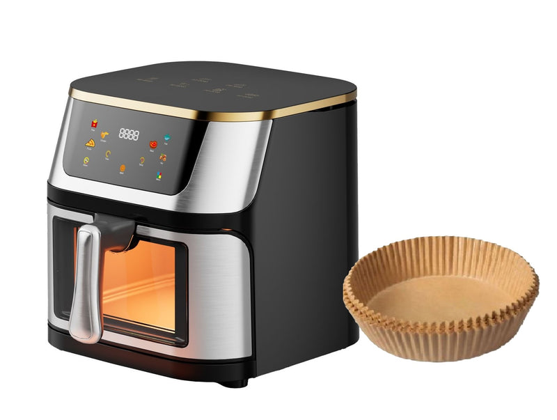 Visible Window Stainless Steel Air Fryer - 12L with Paper Liners