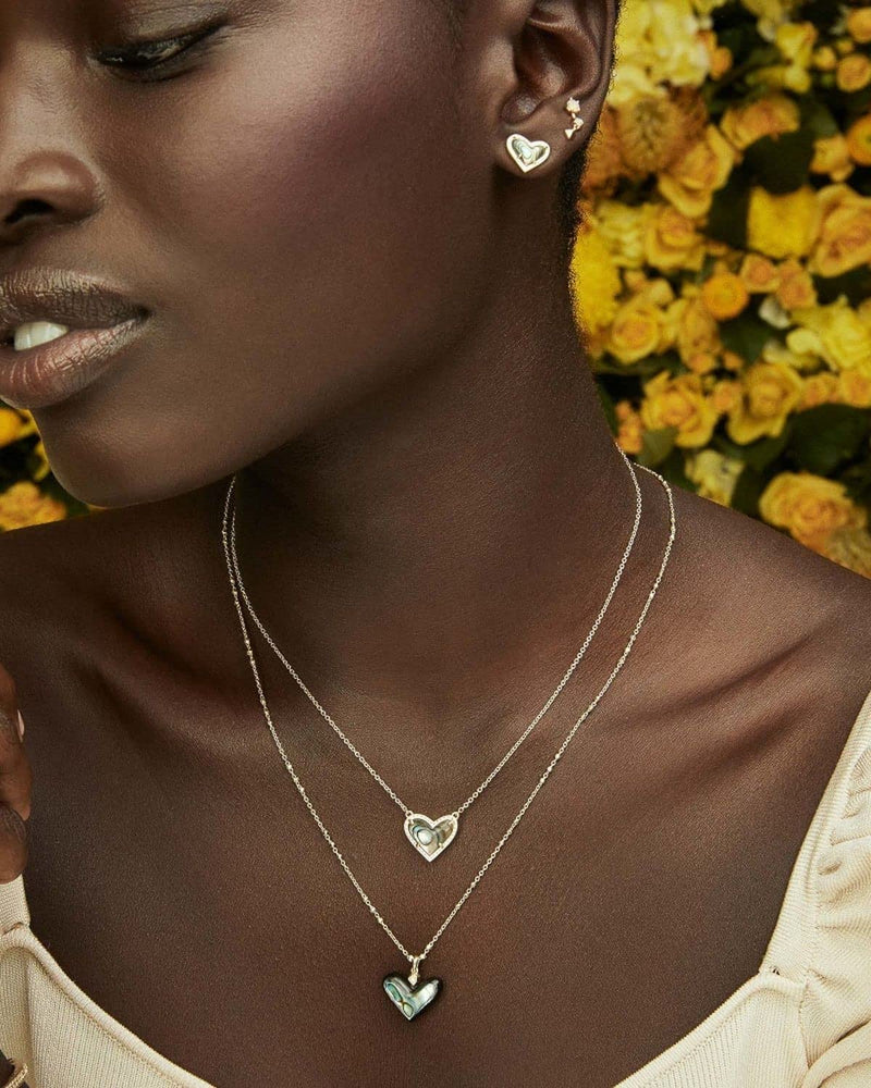 Dainty Druzy Heart Pendant Necklace for Women, 14K Gold Plated Dainty Chain Necklace, Cute Heart Jewelry Gift