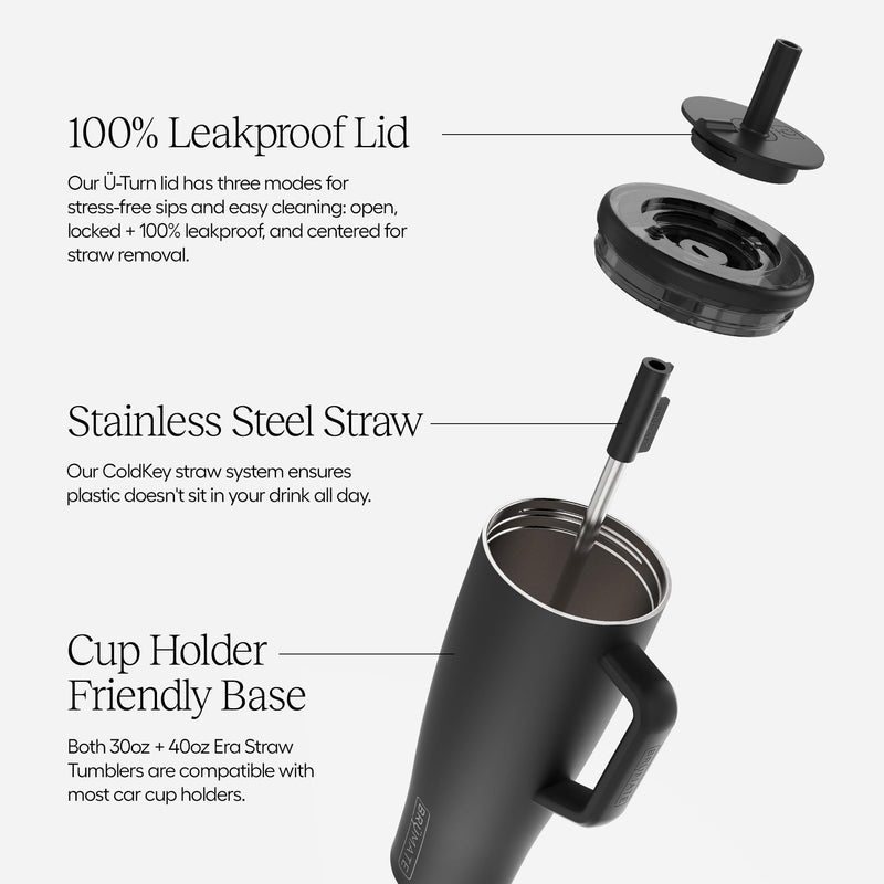 Brümate 40oz Era Tumbler with Handle, Stainless Steel Straw, Leakproof Insulated Travel Mug