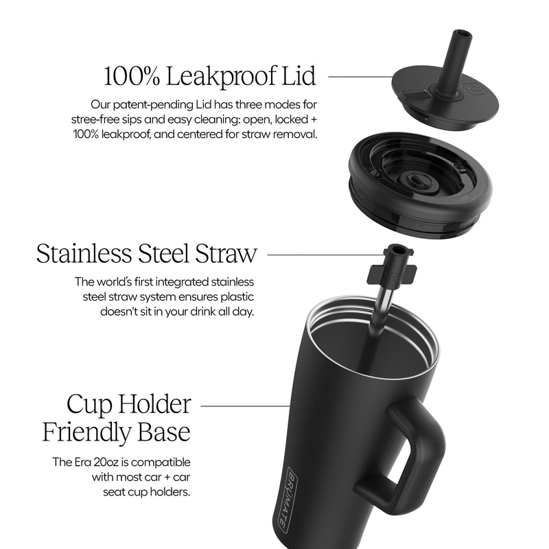 Brümate 40oz Era Tumbler with Handle, Stainless Steel Straw, Leakproof Insulated Travel Mug