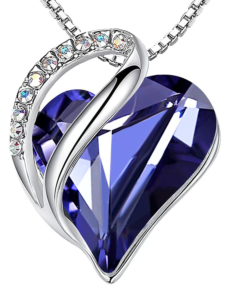 Heart Pendant Necklace for Women, 18K White Gold Plated Crystal Necklace with Austrian Crystals, Hypoallergenic Jewelry Gift