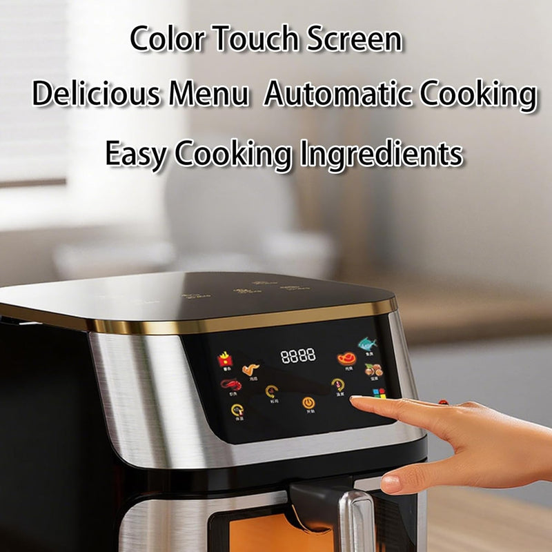 10L 1400W 110V Air Fryer with Touch Screen, Visible Window, 80% Less Fat Healthy Cooking