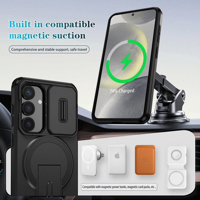 Slide Lens Magnetic Holder Phone Case Compatible With  Samsung Galaxy A56