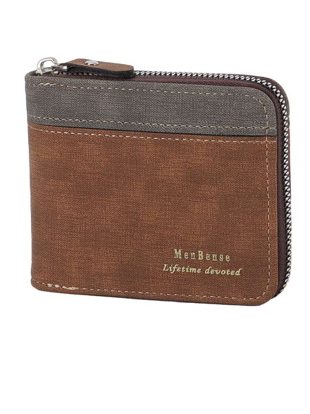 Pretty Zip-Around Bifold PU Leather Wallet Men Vintage Bifold Wallets