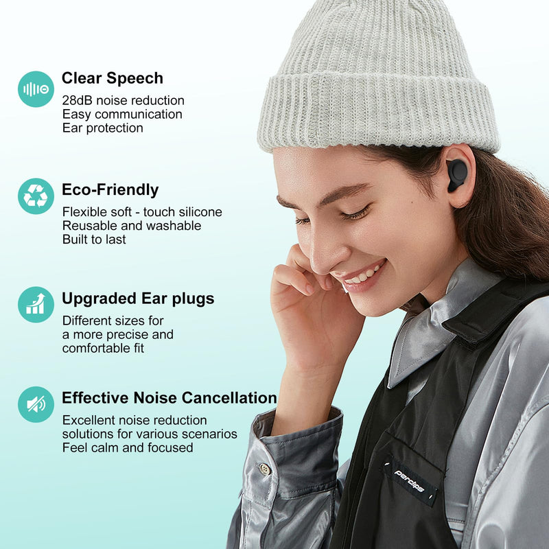28dB High Fidelity Noise Cancelling Earplugs, Reusable Silicone Ear Plugs for Sleep & Work