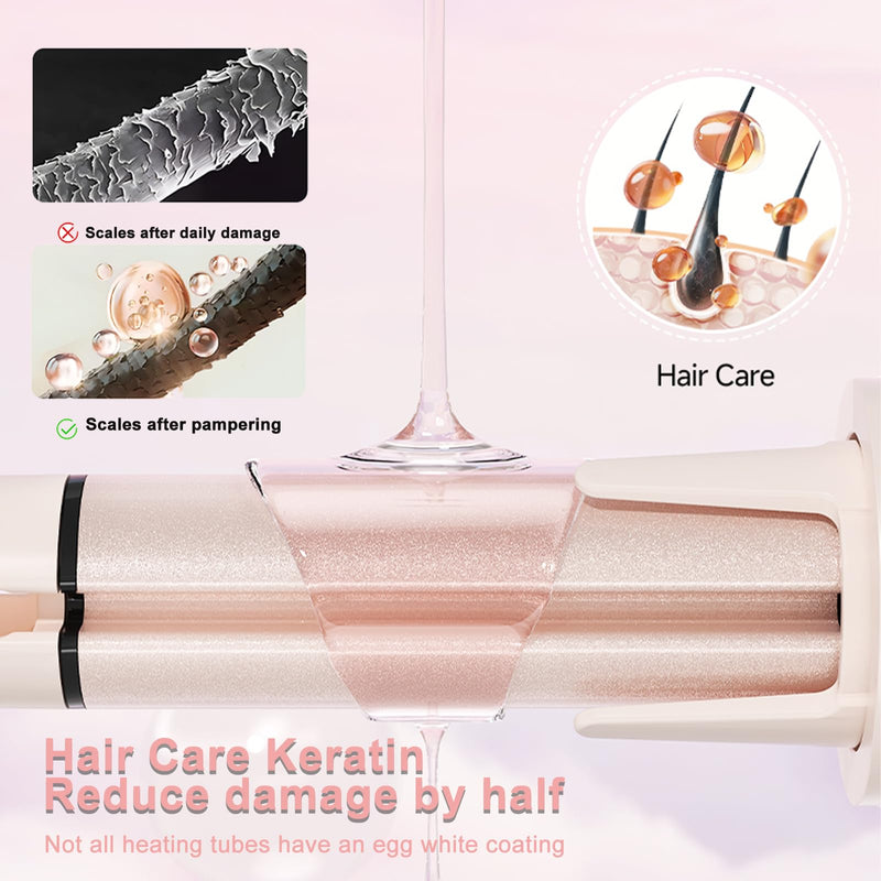 Automatic Hair Curler, Tourmaline Ceramic Ionic Curling Iron with Adjustable Temp
