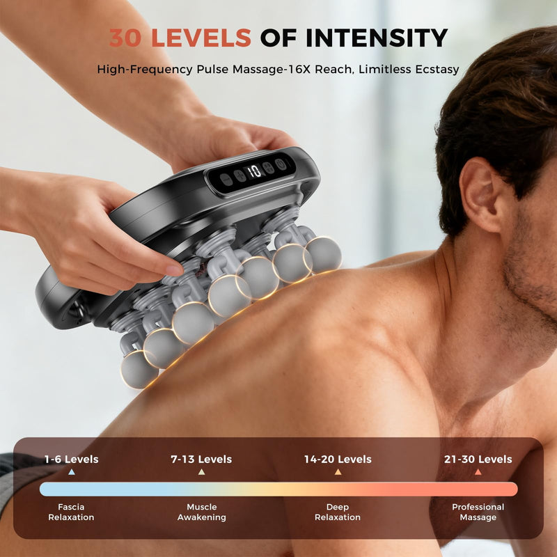 16-Head Deep Tissue Massager, 30 Intensity Levels