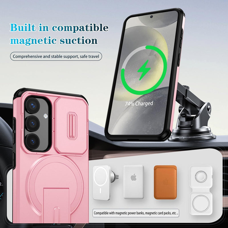 Slide Lens Magnetic Holder  Phone Case Compatible With Samsung Galaxy  S25 Fe