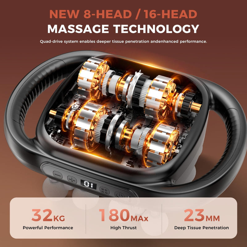 16-Head Deep Tissue Massager, 30 Intensity Levels
