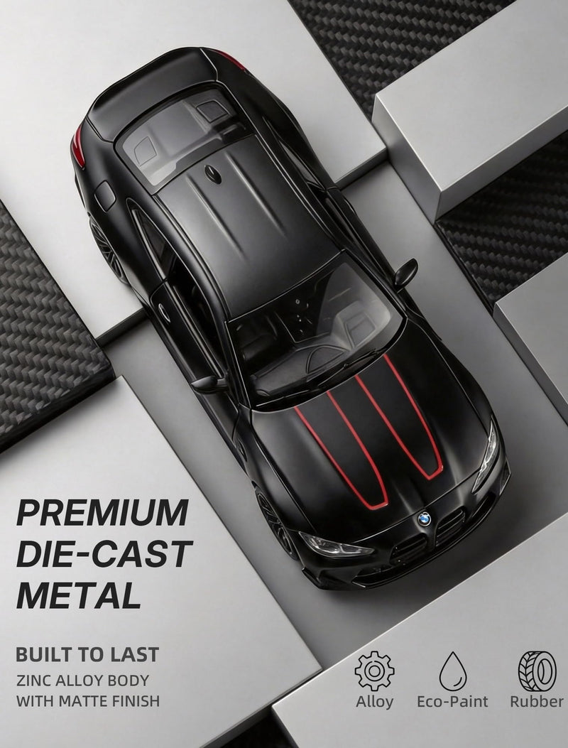 Die-Cast BMW M3/M4 Model Car, 1:32 Scale Pull-Back Toy with Openable Doors