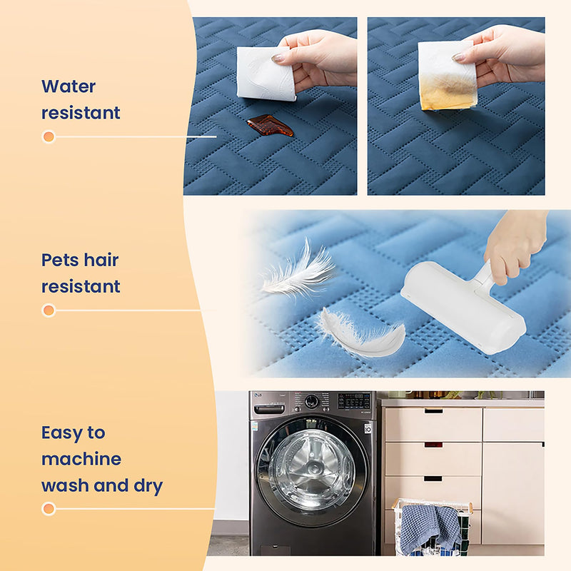 259cm×208cmWaterproof Pet Bed Cover, Reusable 3-Layer Quilted Protector for Dogs, Couch & Bed