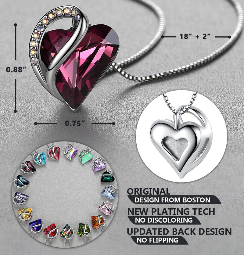 Heart Pendant Necklace for Women, 18K White Gold Plated Crystal Necklace with Austrian Crystals, Hypoallergenic Jewelry Gift