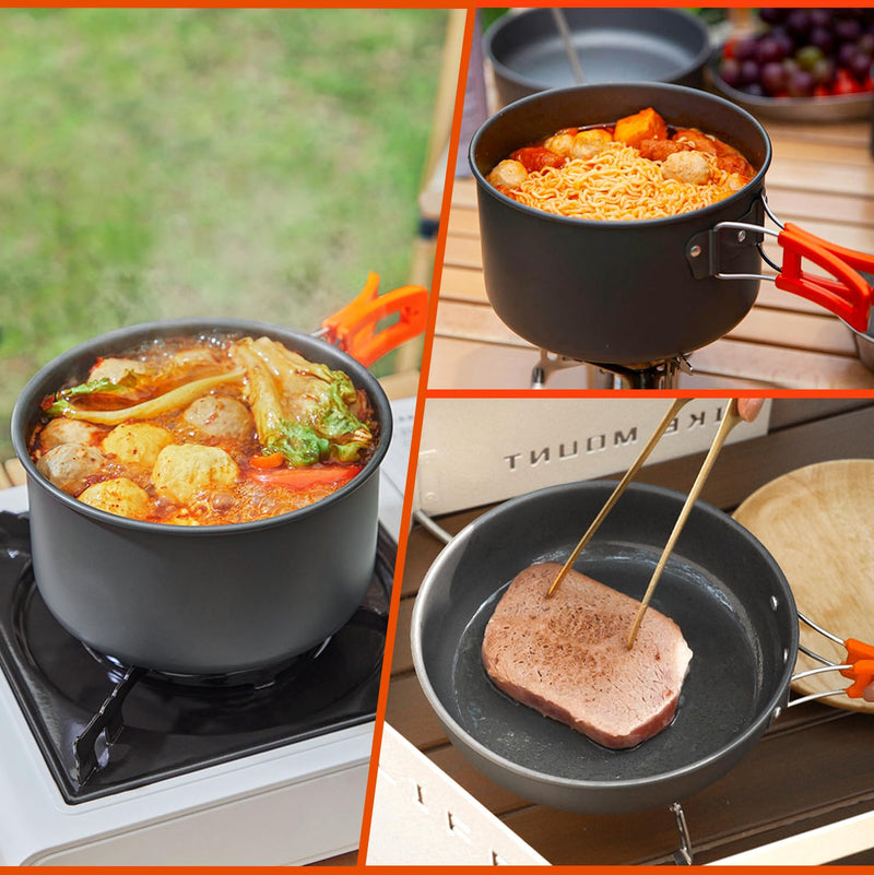 Portable Camping Cookware Set, Foldable Pot Pan Kettle