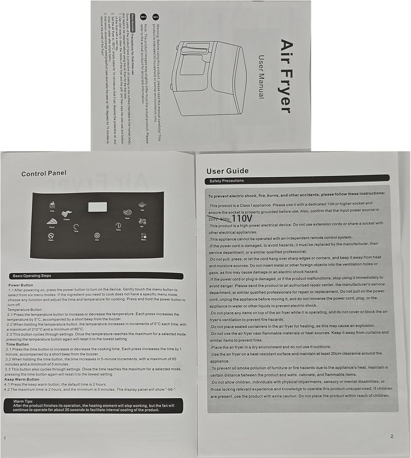 10L 1400W 110V Air Fryer with Touch Screen, Visible Window, 80% Less Fat Healthy Cooking