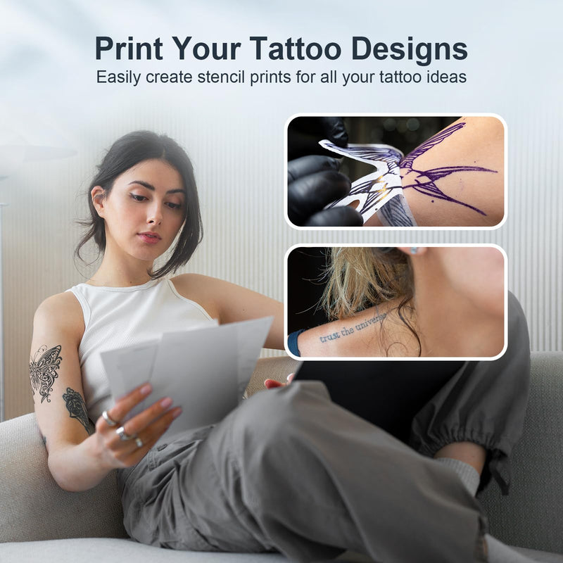 Portable Wireless Inkless Printer, Bluetooth A4 Thermal Printer for Documents & Tattoo Stencils