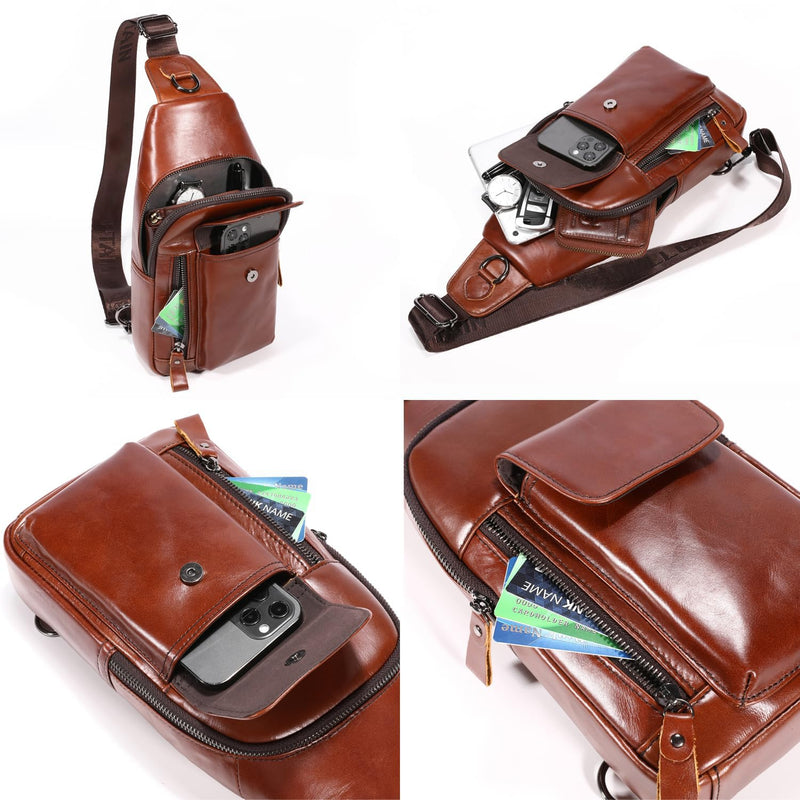 Genuine Leather Sling Bag for Men, Crossbody