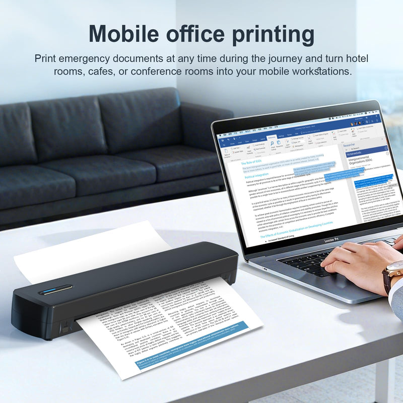 Portable Wireless Inkless Printer, Bluetooth A4 Thermal Printer for Documents & Tattoo Stencils