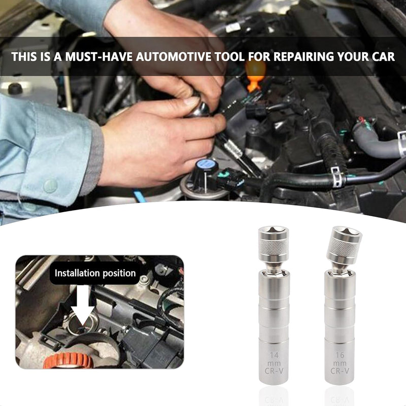 Spark Plug Socket Set, 3/8" Drive Plug Sockets Removal Tool 14mm and 16mm