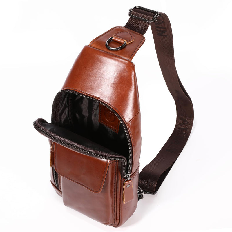 Genuine Leather Sling Bag for Men, Crossbody