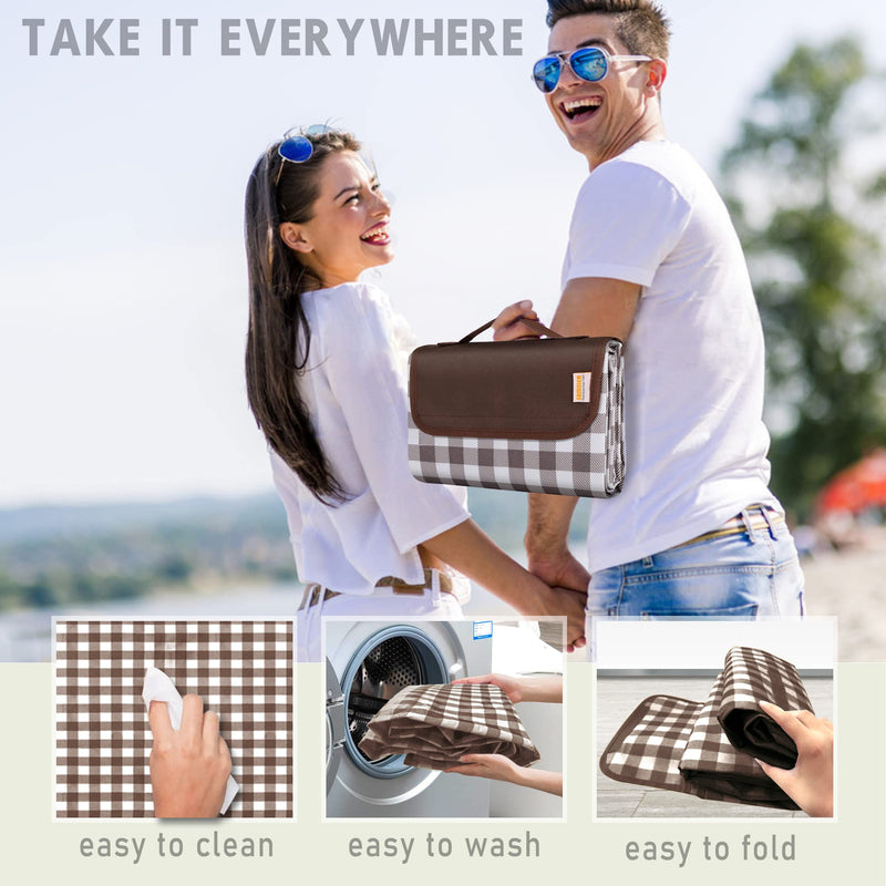 Waterproof Picnic Blanket, 2-Layer Sandproof Foldable