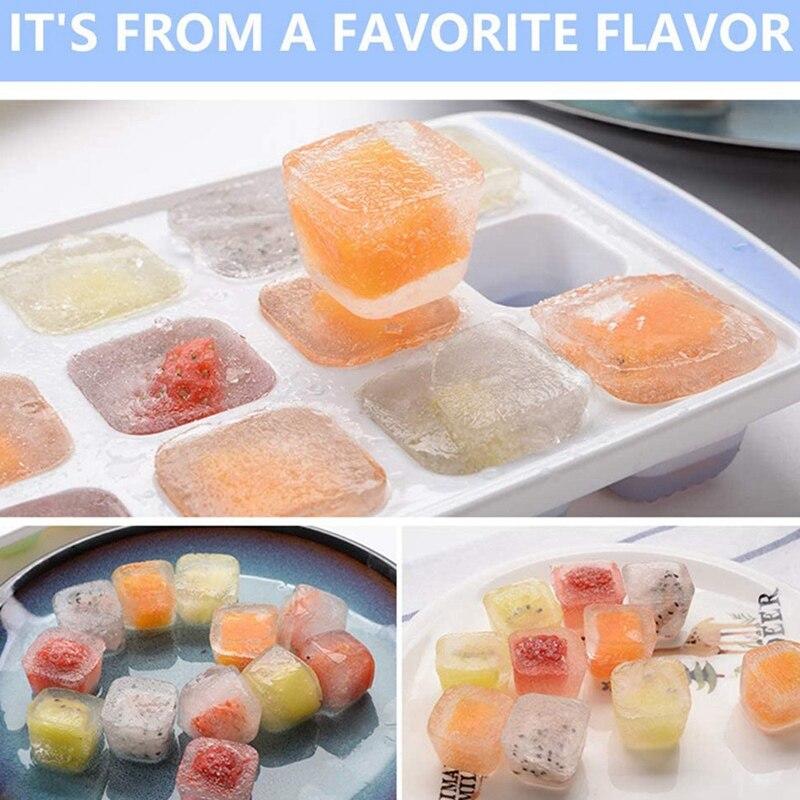 Square silicone ice trays, 21 recessed ice moulds, with removable lid