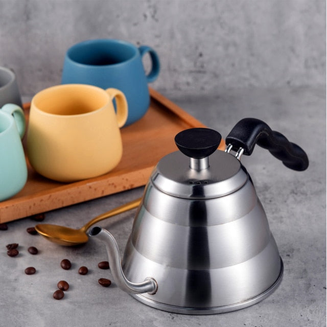 Stainless steel coffee kettle 1.2 l with temperature narrow