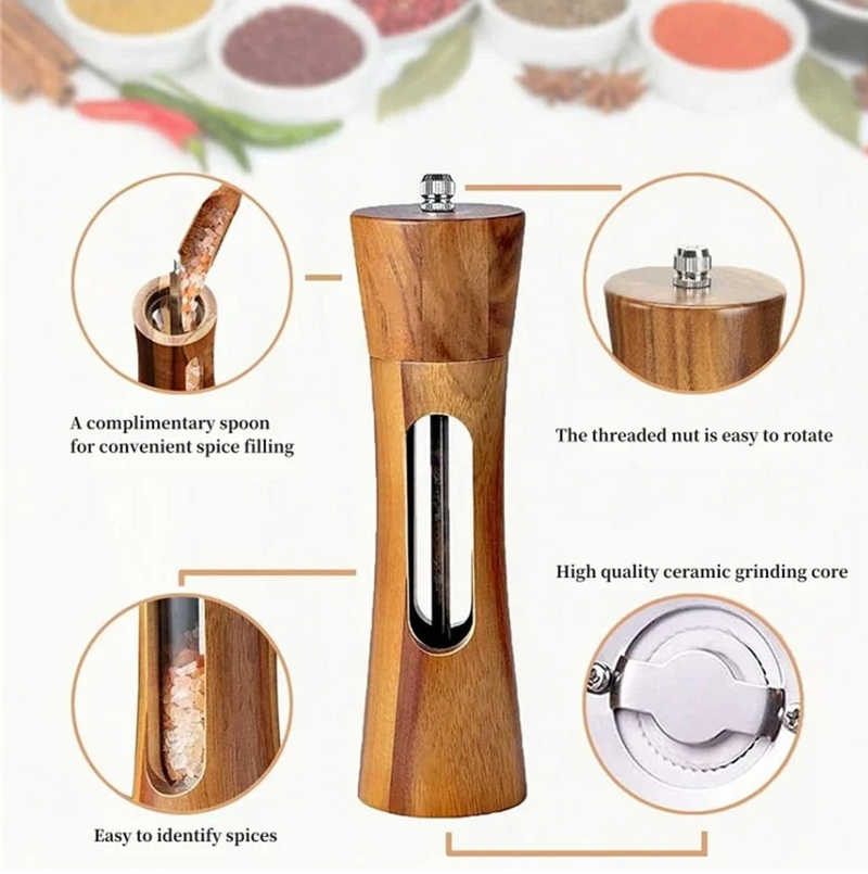8 Inch Wooden Pepper Grinder Adjustable Spice Grinder Kitchen Cooking Tools Kitchen Stuff