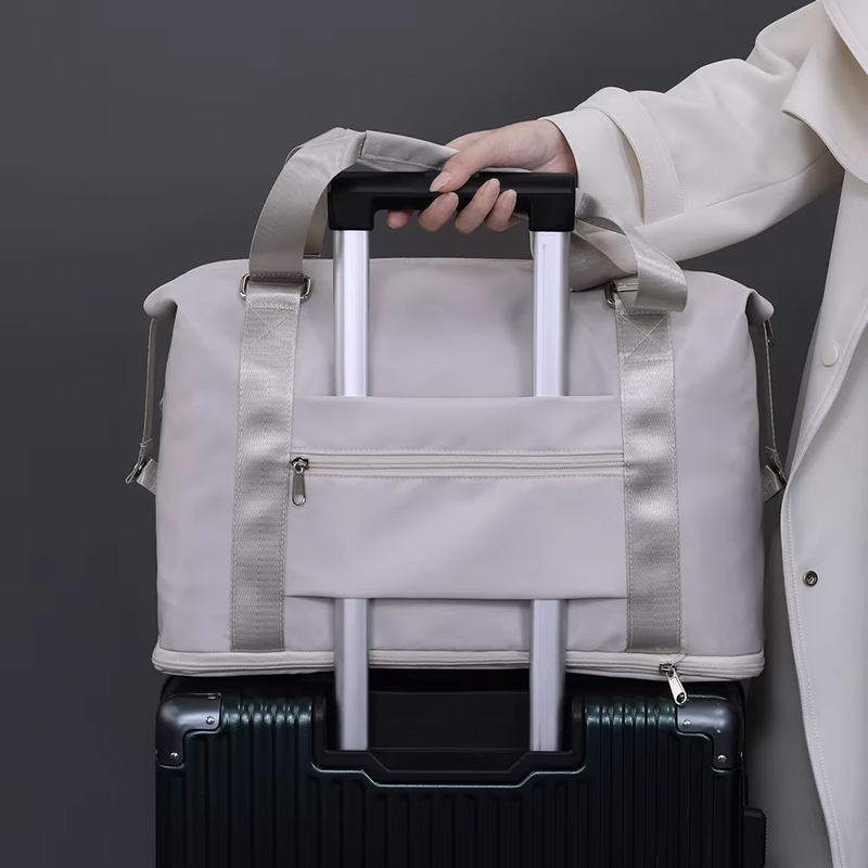 Wholesale Polyester Expandable Waterproof Luggage Bag with Dry Wet Separation Lightweight Travel Suitcase for Business Vacation