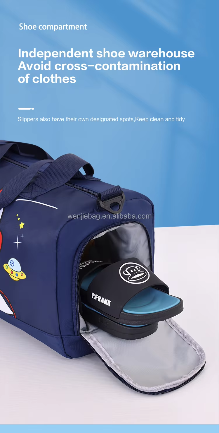 Kids Waterproof Swimming Backpack Colorful Cartoon Design Wet Dry Pockets Separate Shoe Storage Lightweight Beach Bag