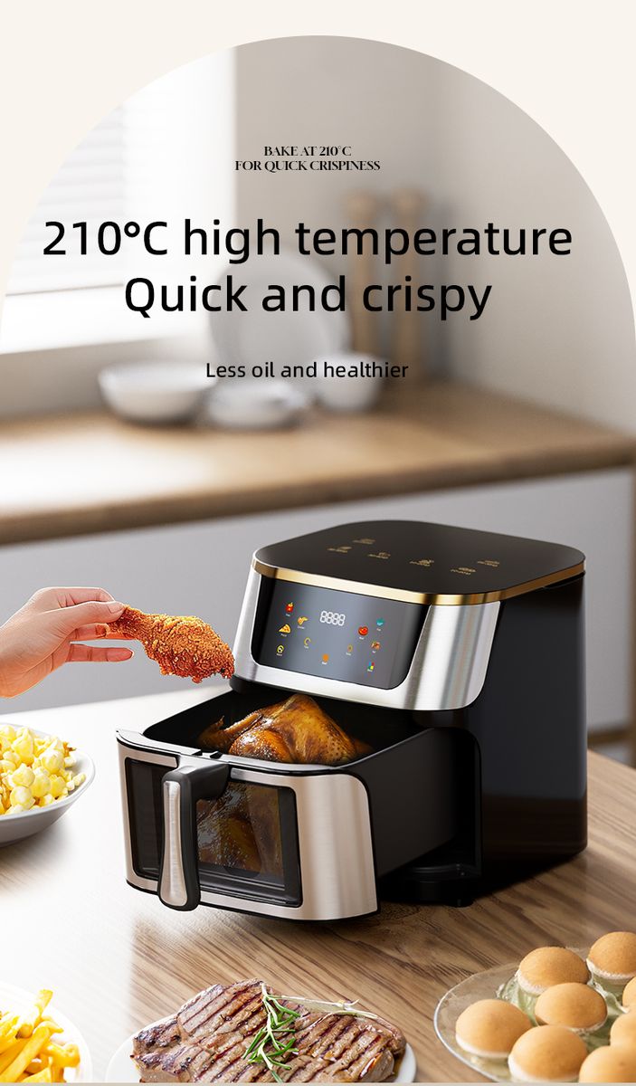 Visible Window Stainless Steel Air Fryer-12L Including a Nesting Tongs Set
