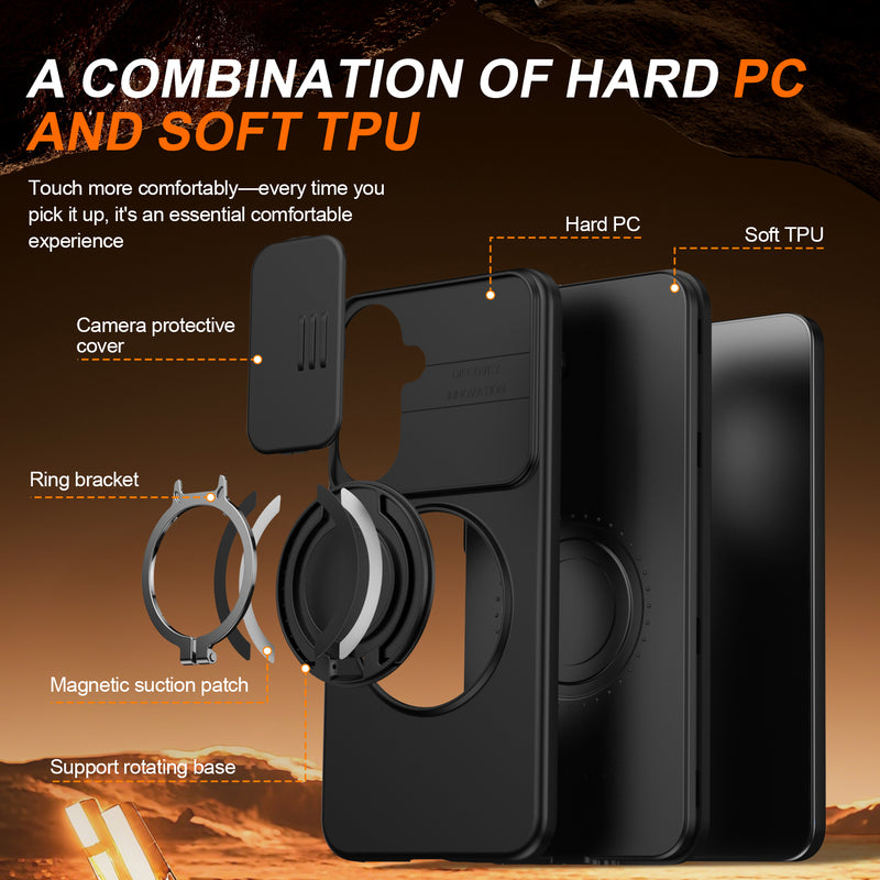 Slide Window Lens Protection Magnetic Ring Bracket Case For Samsung Galaxy A36 Armor case