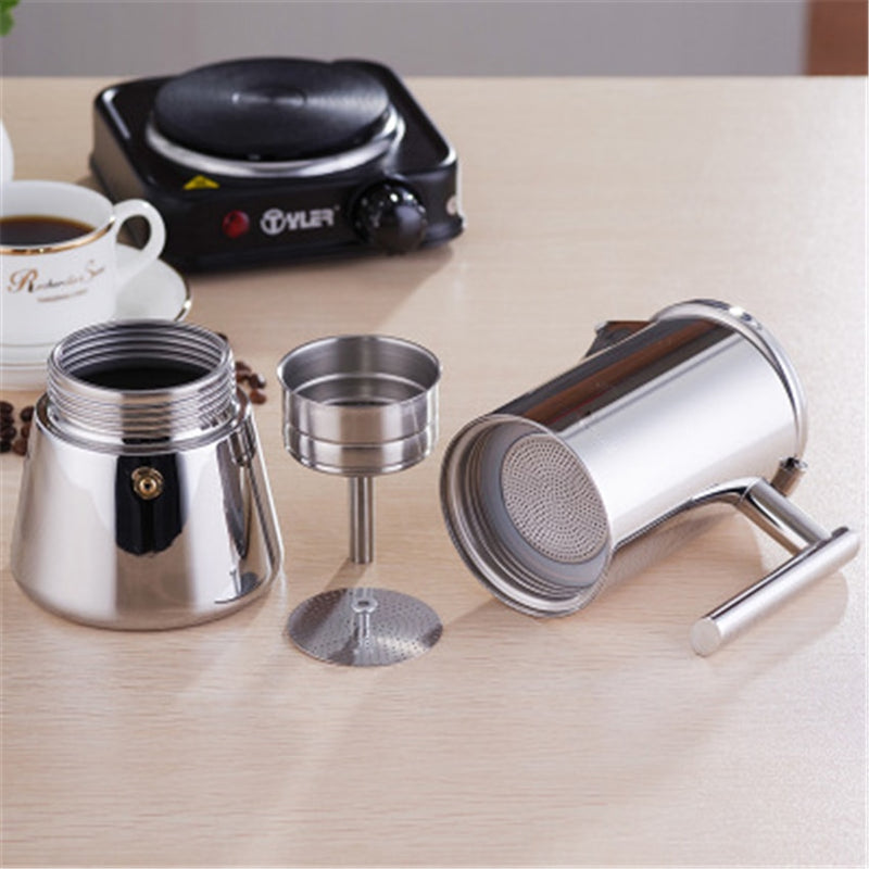 300ml Italian Style Coffee Maker Stainless Steel