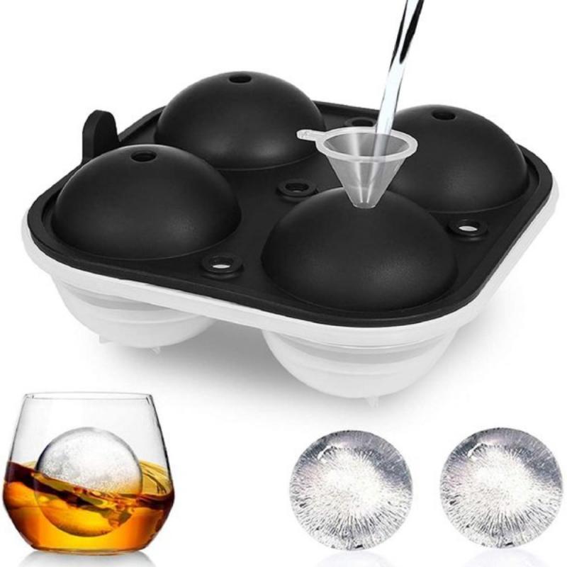 4 Hole Ice Cream Makers Big Ball Mold Silicone Ice Cube Tray