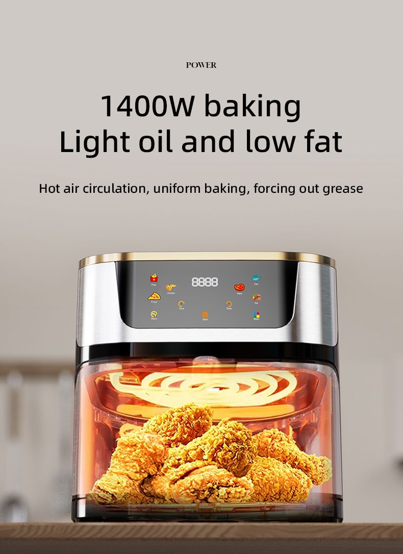 Visible Window Stainless Steel Air Fryer - 12L with Paper Liners