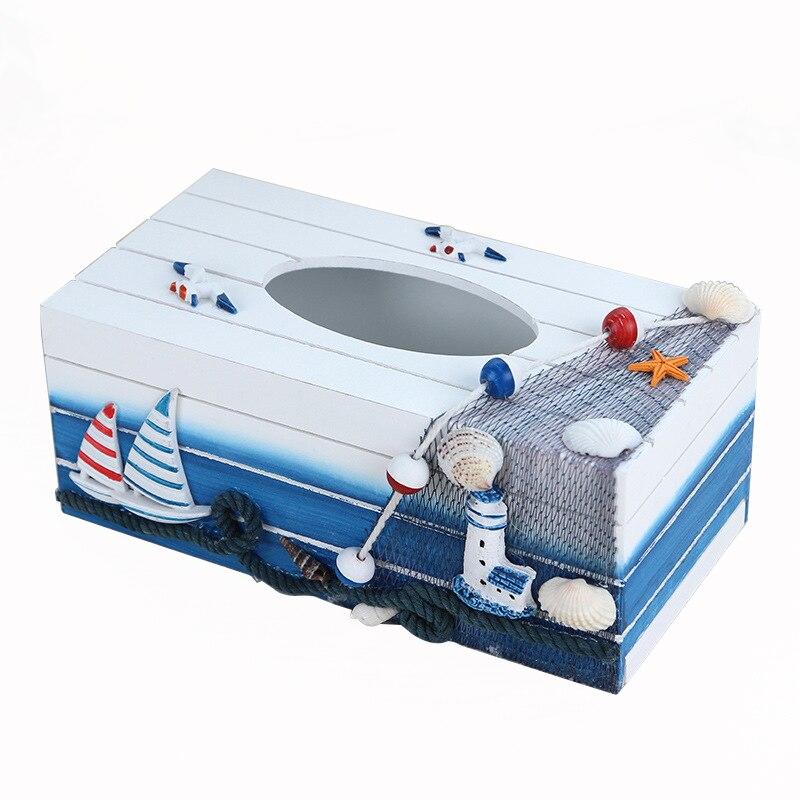 Mediterranean Modern Wooden Napkin Box Creative Sailing Box